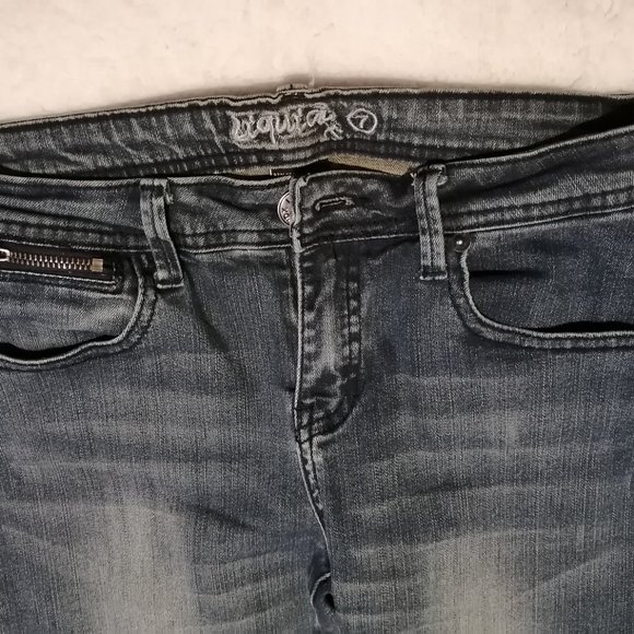 Moto-style jeans, size 7/8, distressed wash - Picture 4 of 10